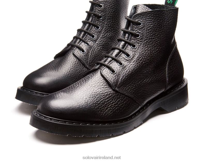 Men Solovair Black Grain 6 Eye Astronaut Boot 2N2B86