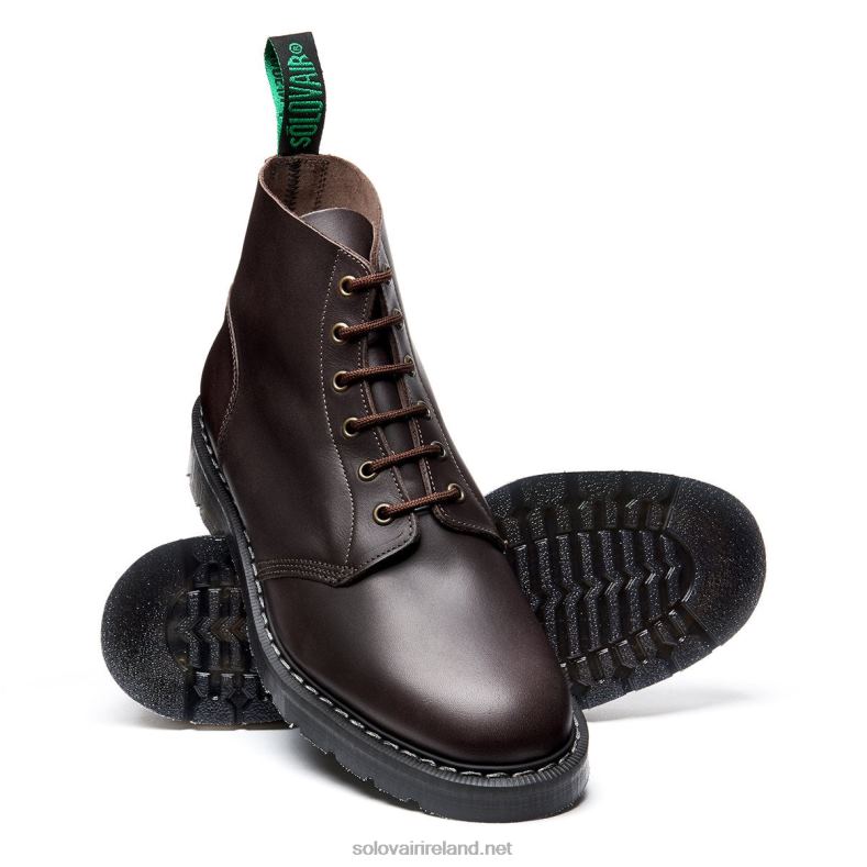 Men Solovair Brown Greasy 6 Eye Astronaut Boot 2N2B83