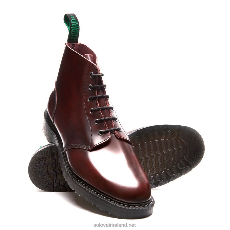 Men Solovair Burgundy Rub-Off 6 Eye Astronaut Boot 2N2B88
