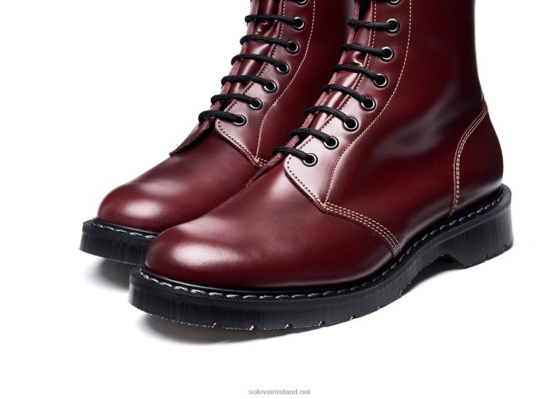 Men Solovair Oxblood Hi-Shine 11 Eye Astronaut Boot 2N2B85
