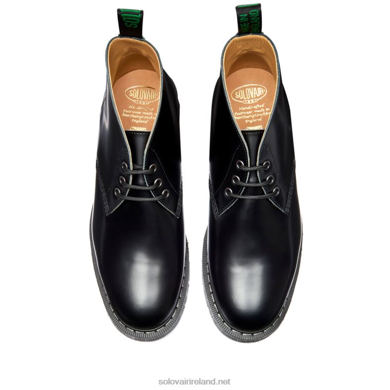 Men Solovair Black Hi-Shine 3 Eye Chukka Boot 2N2B834
