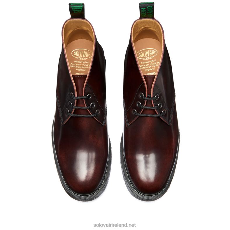 Men Solovair Burgundy Rub-Off 3 Eye Chukka Boot 2N2B836