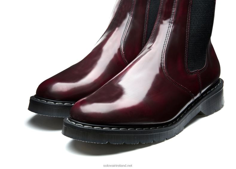 Men Solovair Cherry Red Rub-Off Vegan Hi-Shine Dealer Boot 2N2B845