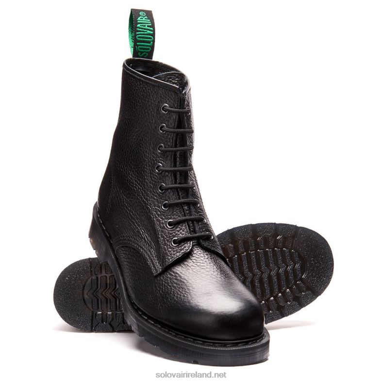 Men Solovair Black Grain 8 Eye Derby Boot 2N2B895