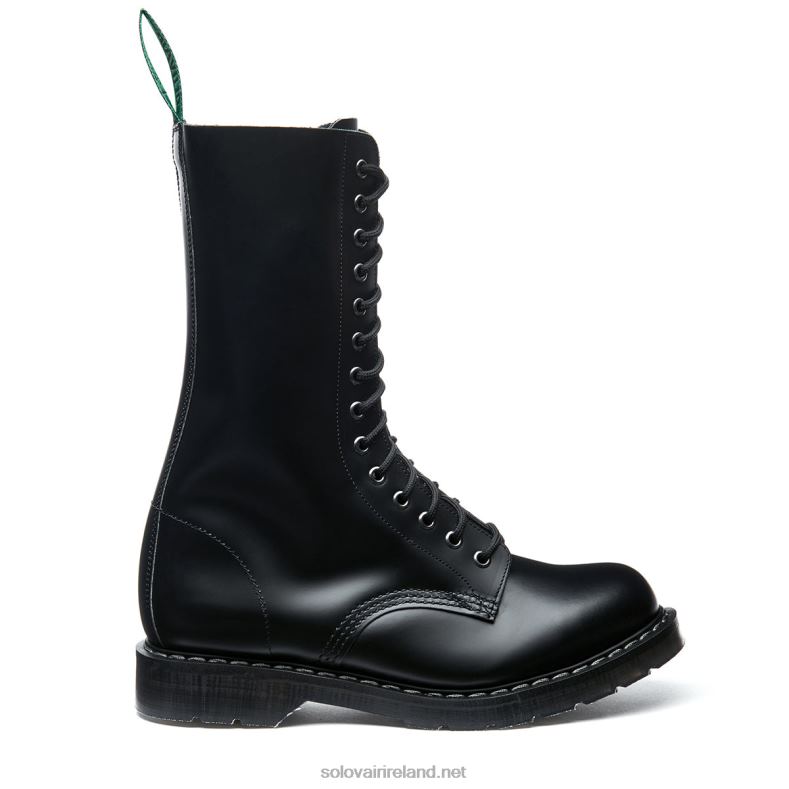 Men Solovair Black Hi-Shine 14 Eye Derby Boot 2N2B8132