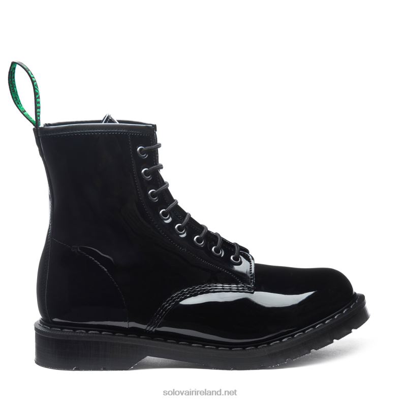Men Solovair Black Patent Vegan 8 Eye Derby Boot 2N2B899