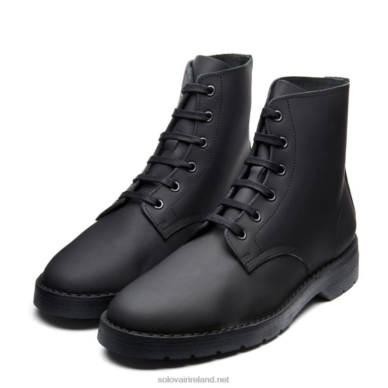Men Solovair Black Waxy 6 Eye Derby Boot 2N2B888
