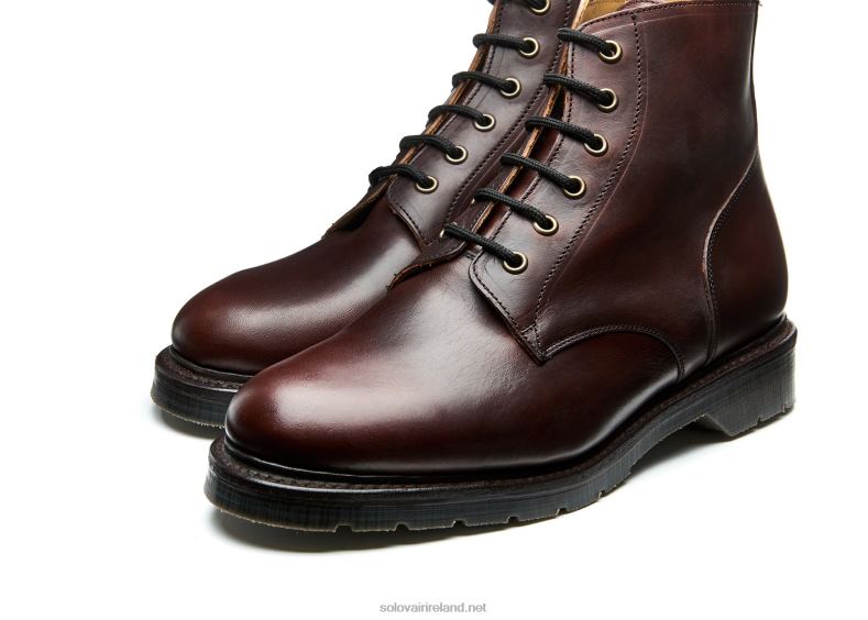 Men Solovair Brown Horween 6 Eye Derby Boot 2N2B886