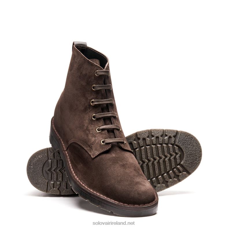 Men Solovair Brown Suede 6 Eye Derby Boot 2N2B892