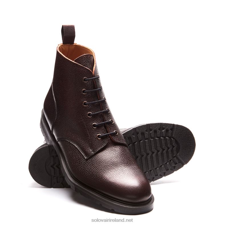 Men Solovair Burgundy Grain 6 Eye Derby Boot 2N2B884