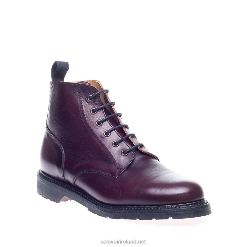 Men Solovair Burgundy Horween 6 Eye Derby Boot 2N2B889