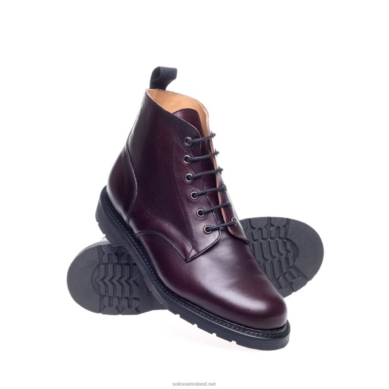 Men Solovair Burgundy Horween 6 Eye Derby Boot 2N2B889