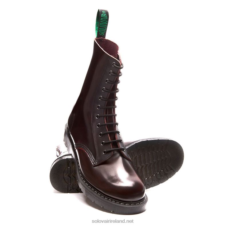 Men Solovair Burgundy Rub-Off 11 Eye Derby Boot 2N2B865