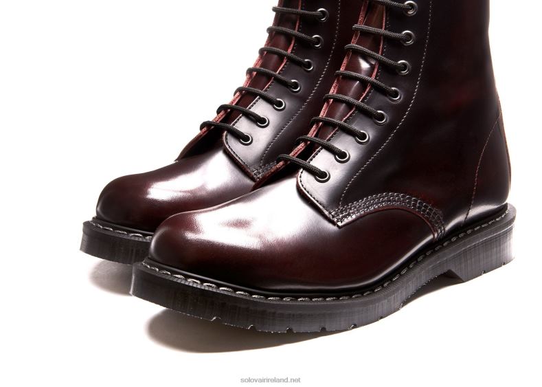 Men Solovair Burgundy Rub-Off 11 Eye Derby Boot 2N2B865