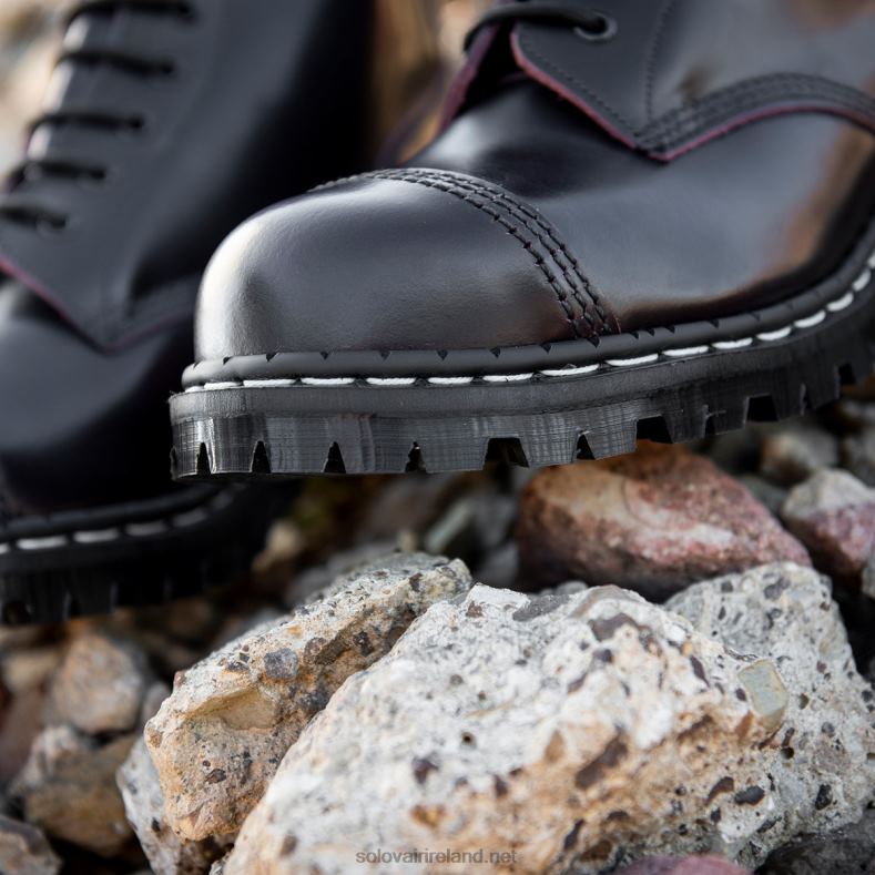 Men Solovair Burgundy Rub-Off 6 Eye Steel Toe Capped Derby Boot 2N2B882