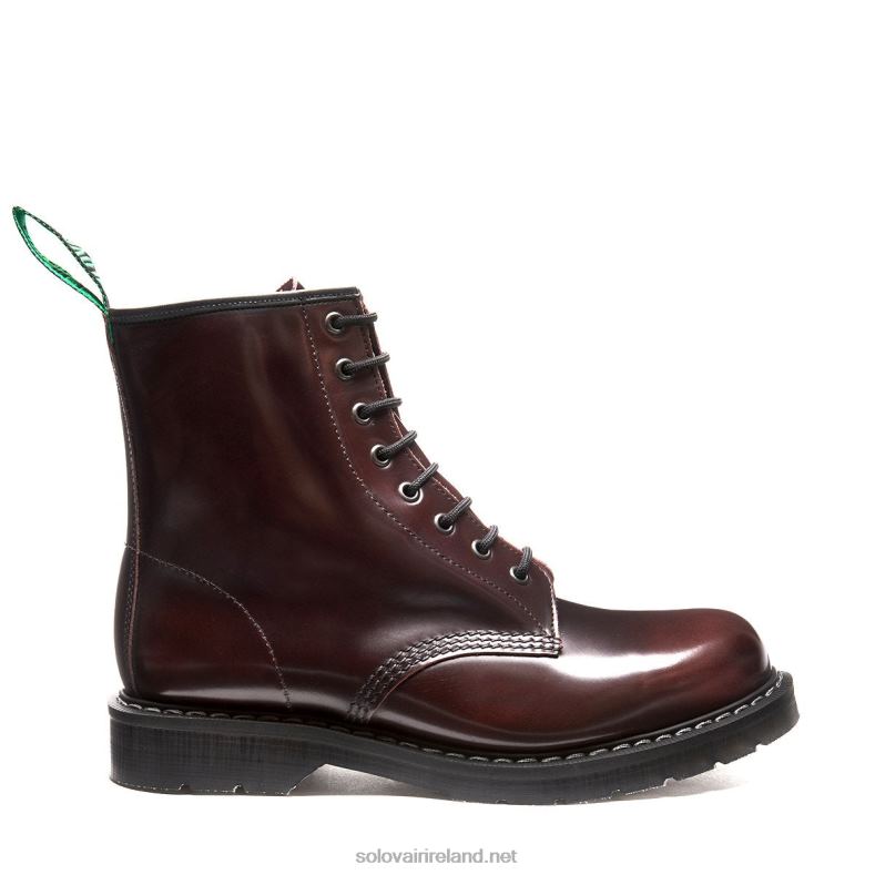 Men Solovair Burgundy Rub-Off 8 Eye Derby Boot 2N2B862