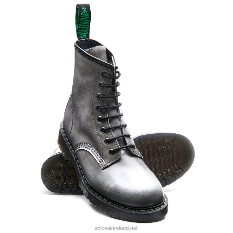 Men Solovair Cloud Grey Rub-Off 8 Eye Derby Boot 2N2B8112