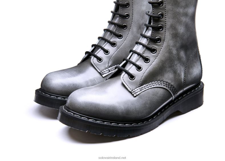 Men Solovair Cloud Grey Rub-Off 8 Eye Derby Boot 2N2B8112