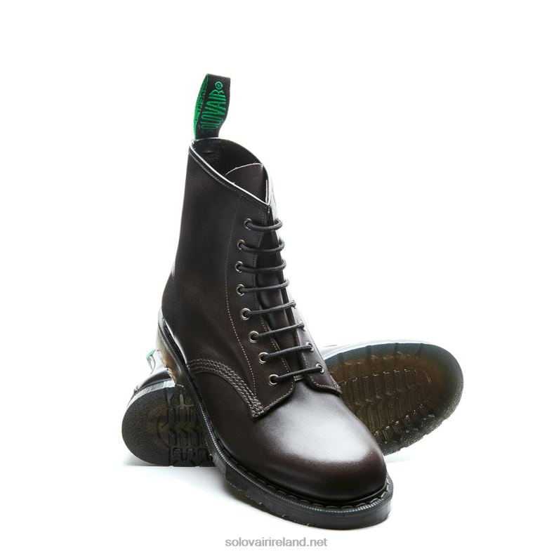 Men Solovair Dark Brown Waxy 8 Eye Derby Boot 2N2B8114