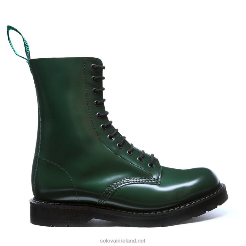 Men Solovair Green Hi-Shine 11 Eye Derby Boot 2N2B8128