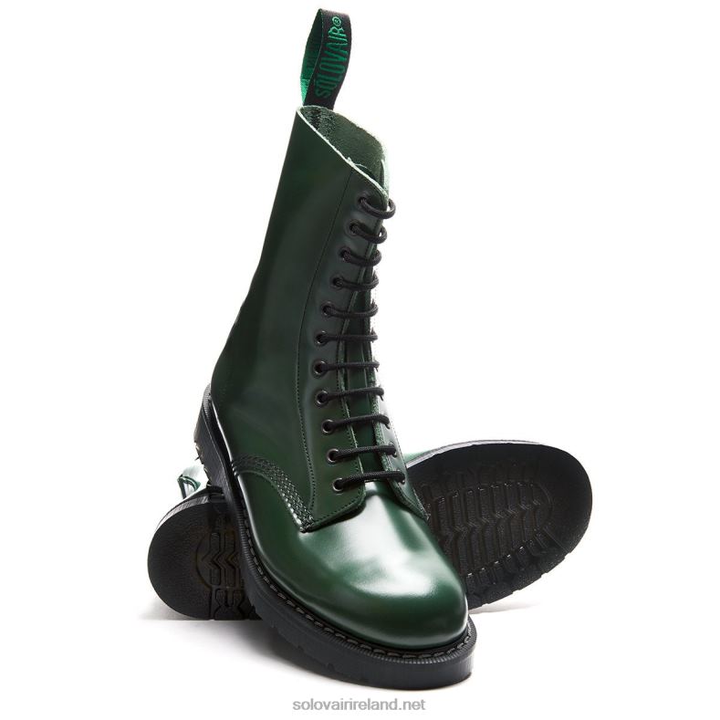Men Solovair Green Hi-Shine 11 Eye Derby Boot 2N2B8128
