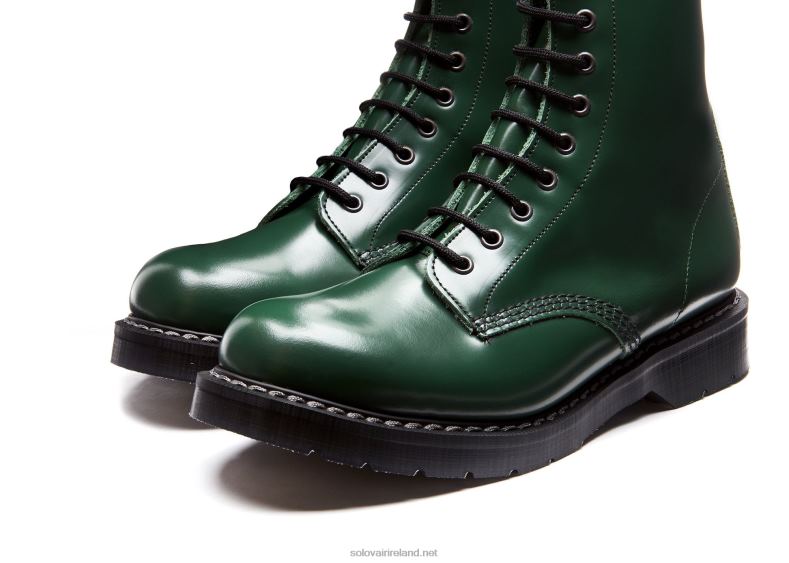 Men Solovair Green Hi-Shine 11 Eye Derby Boot 2N2B8128