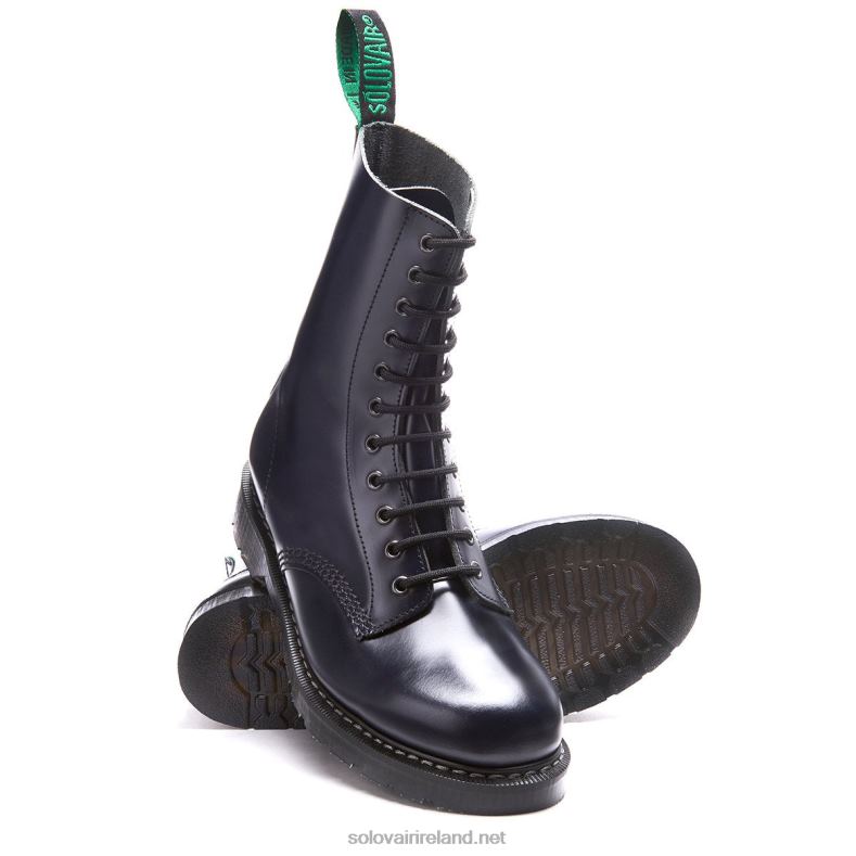 Men Solovair Navy Hi-Shine 11 Eye Derby Boot 2N2B8125