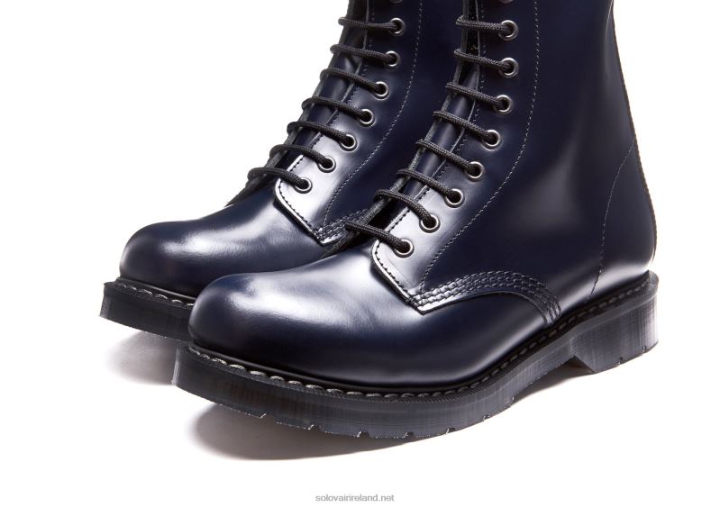 Men Solovair Navy Hi-Shine 11 Eye Derby Boot 2N2B8125