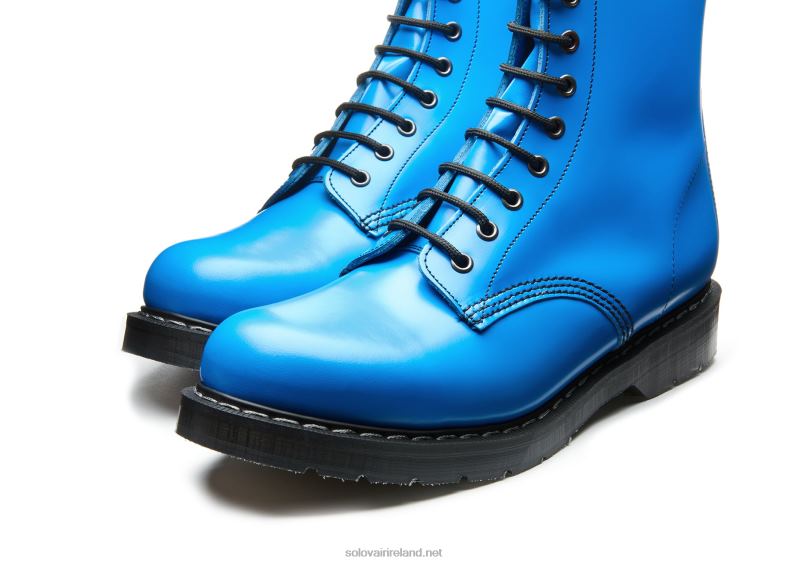 Men Solovair Neon Blue 8 Eye Derby Boot 2N2B8110
