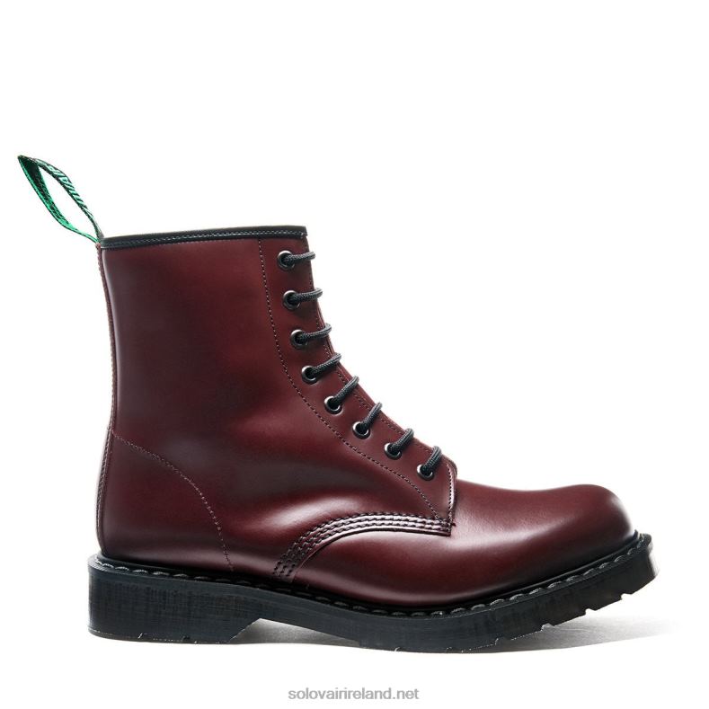 Men Solovair Oxblood Hi-Shine 8 Eye Derby Boot 2N2B869