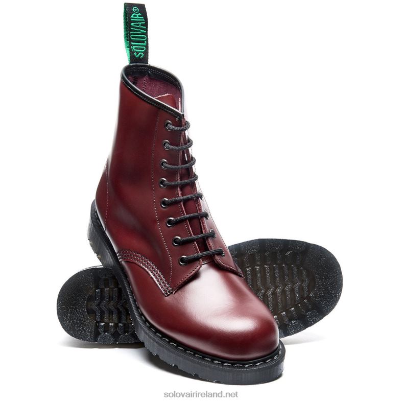 Men Solovair Oxblood Hi-Shine 8 Eye Derby Boot 2N2B869