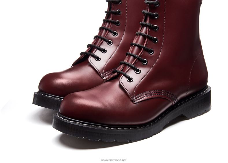 Men Solovair Oxblood Hi-Shine 8 Eye Derby Boot 2N2B869