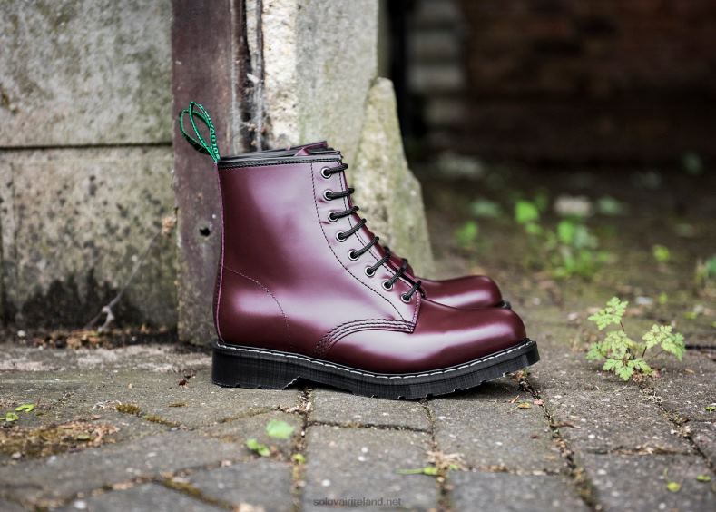 Men Solovair Oxblood Hi-Shine 8 Eye Derby Boot 2N2B869