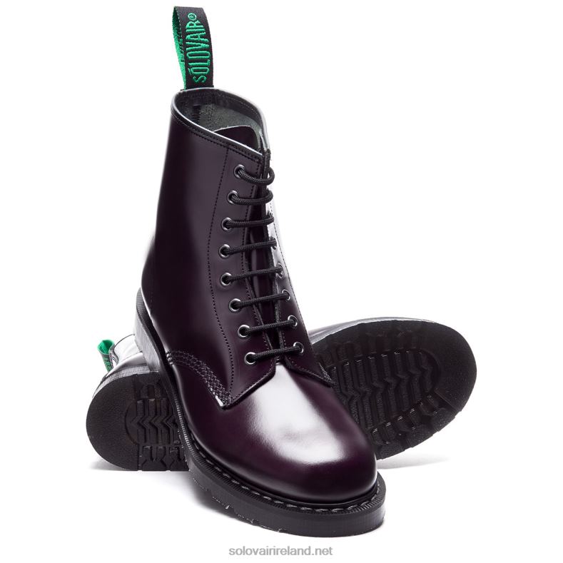Men Solovair Purple Hi-Shine 8 Eye Derby Boot 2N2B878