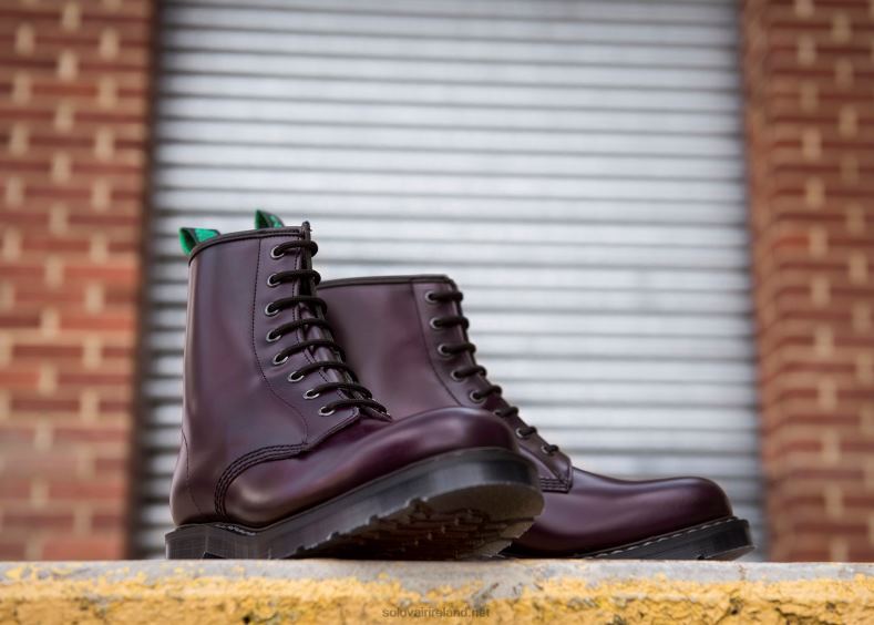 Men Solovair Purple Hi-Shine 8 Eye Derby Boot 2N2B878