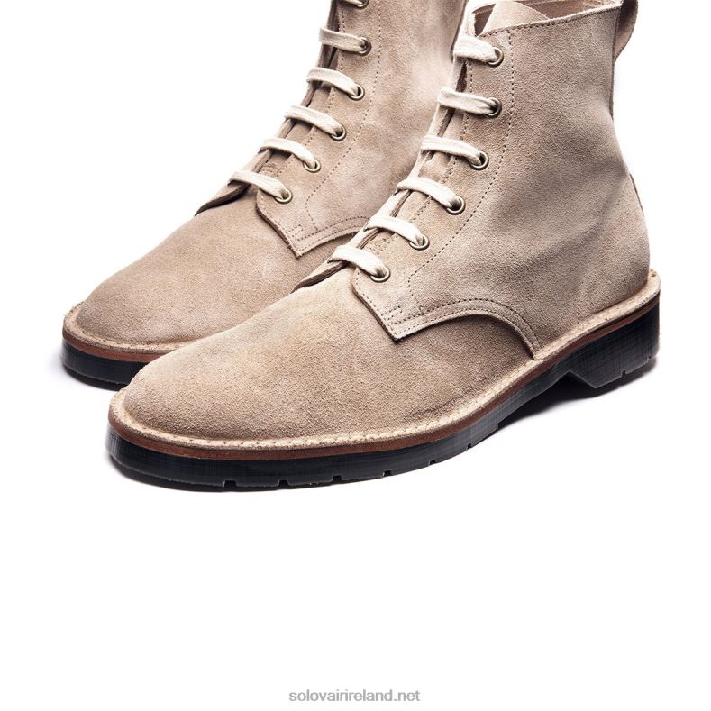 Men Solovair Sand Suede 6 Eye Derby Boot 2N2B893