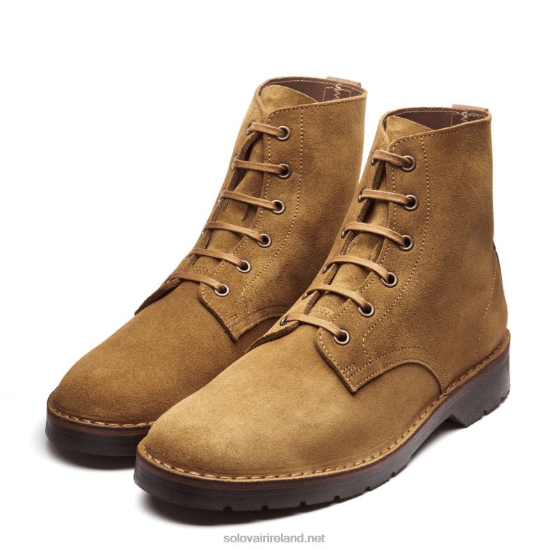 Men Solovair Tan Suede 6 Eye Derby Boot 2N2B873