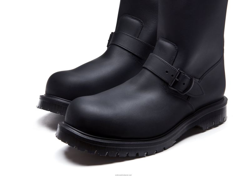 Men Solovair Black Greasy Engineer Boot 2N2B8133