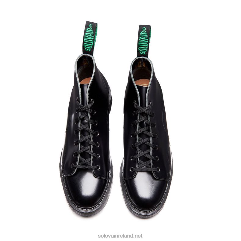 Men Solovair Black Hi-Shine Monkey Boot 2N2B8144