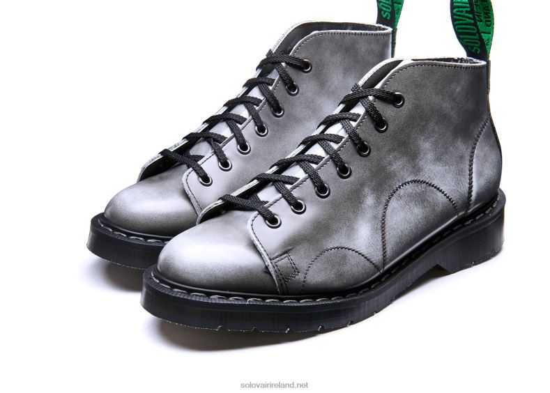 Men Solovair Cloud Grey Rub-Off 7 Eye Monkey Boot 2N2B8153