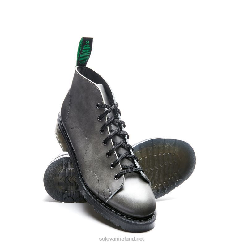 Men Solovair Lunar Grey Hi Shine 7 Eye Monkey Boot 2N2B8154