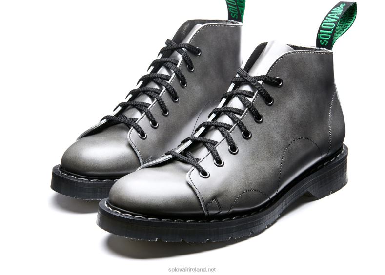Men Solovair Lunar Grey Hi Shine 7 Eye Monkey Boot 2N2B8154