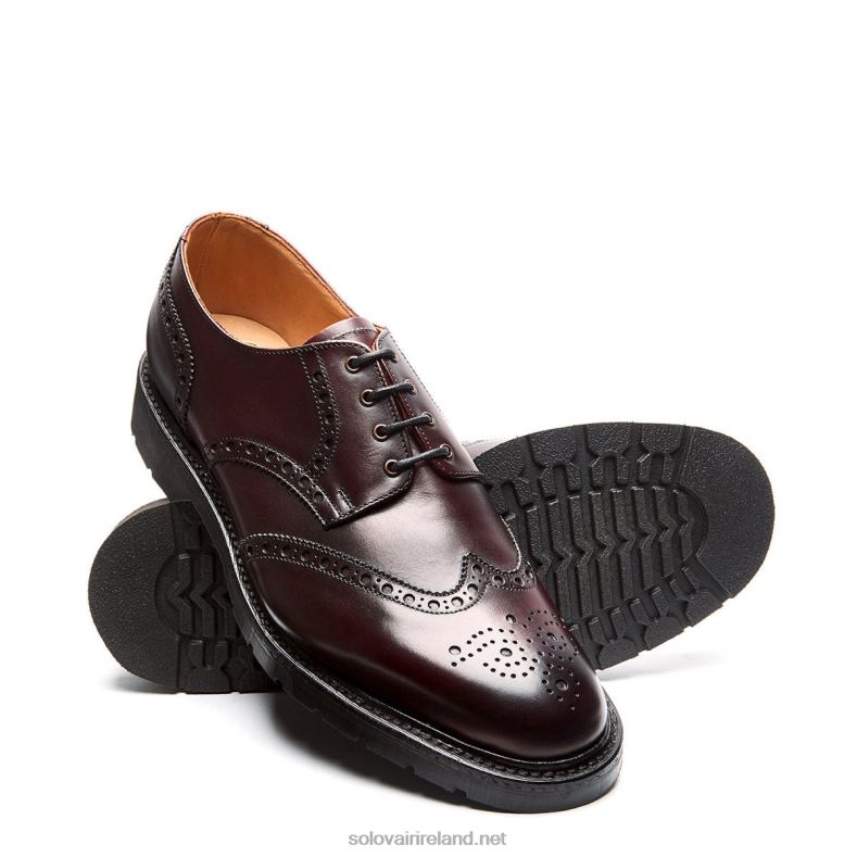 Men Solovair Burgundy 4 Eye Gibson Brogue Shoe 2N2B8171