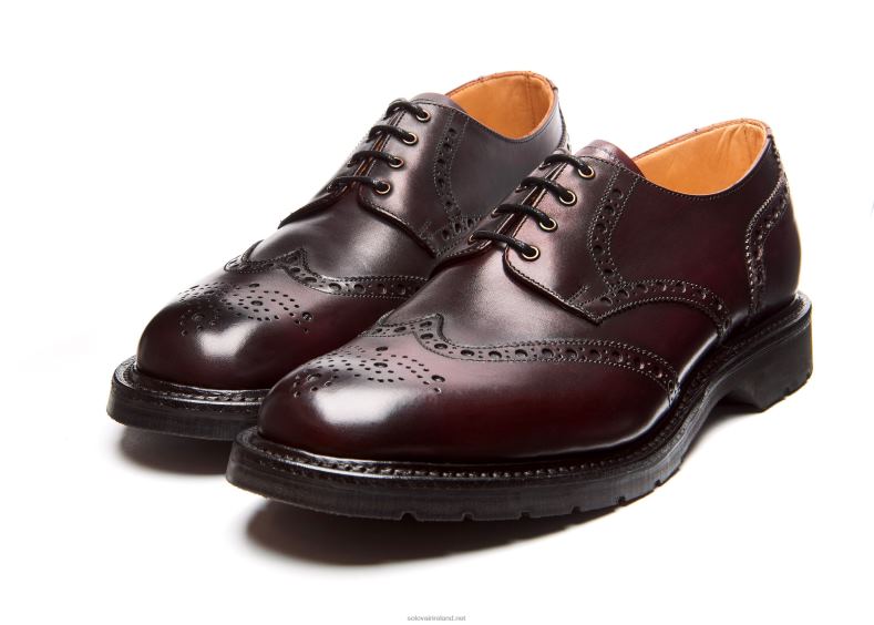 Men Solovair Burgundy 4 Eye Gibson Brogue Shoe 2N2B8171