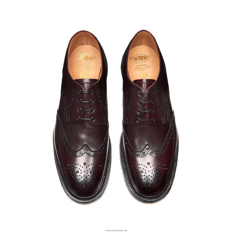 Men Solovair Burgundy 4 Eye Gibson Brogue Shoe 2N2B8171