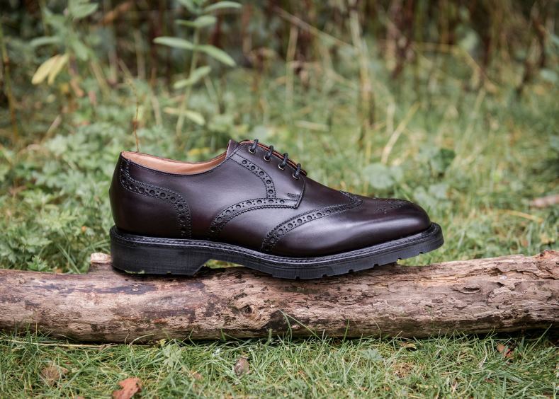 Men Solovair Burgundy 4 Eye Gibson Brogue Shoe 2N2B8171