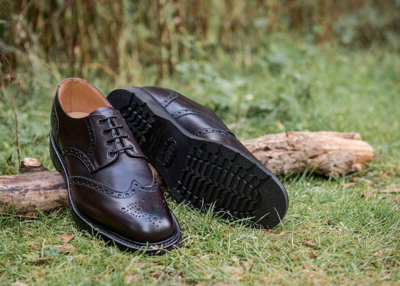 Men Solovair Burgundy 4 Eye Gibson Brogue Shoe 2N2B8171