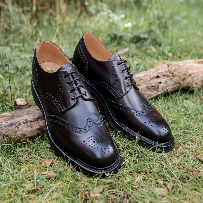 Men Solovair Burgundy 4 Eye Gibson Brogue Shoe 2N2B8171