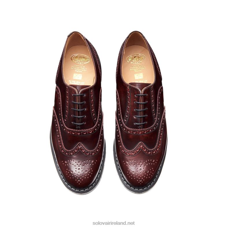 Men Solovair Burgundy Rub-Off English Brogue Shoe 2N2B8168