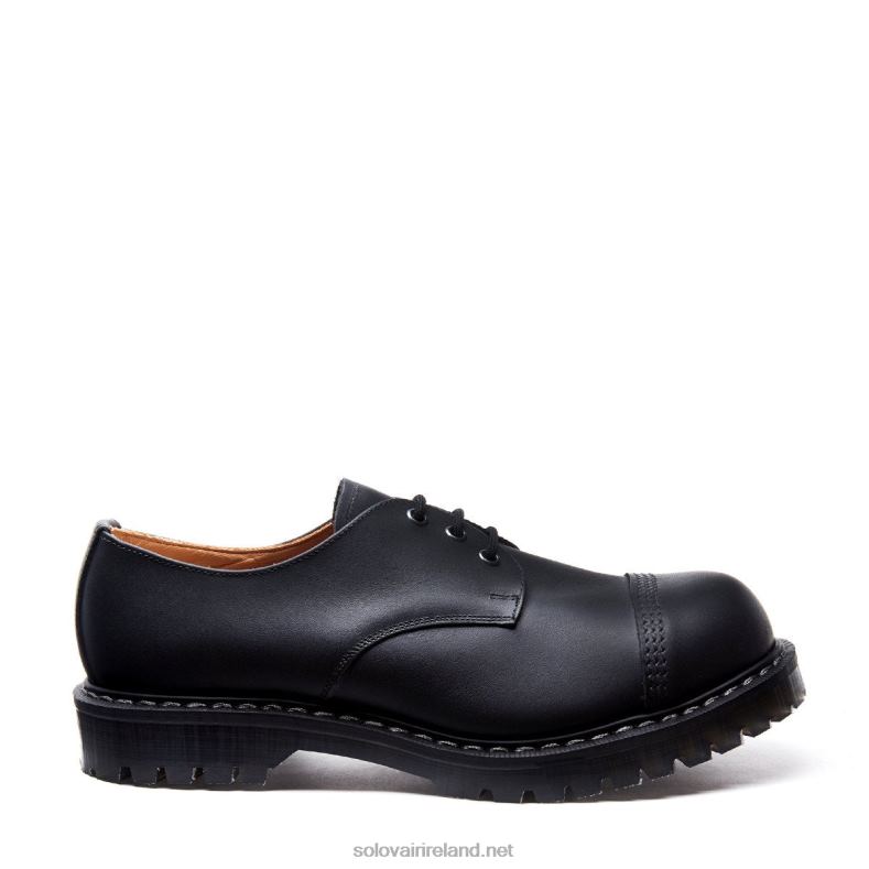 Men Solovair Black Greasy Steel Toe Gibson Shoe 2N2B8185